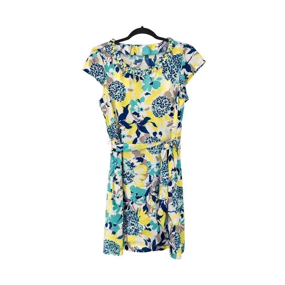 Banana Republic 12P Floral Dress Braided Neck Belted Career Cottagecore Midi